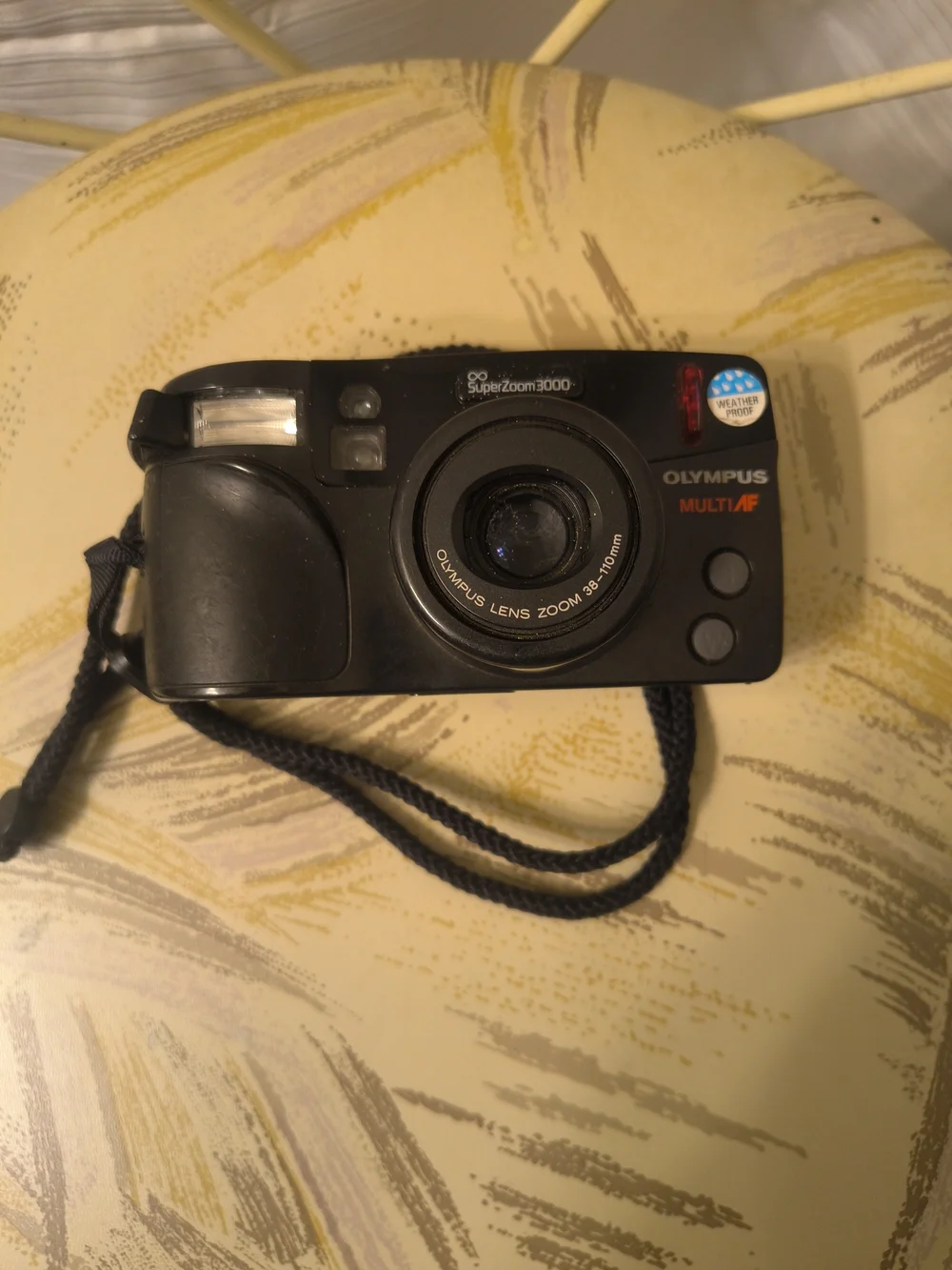Olympus Black Compact Film Camera with Wrist Strap For Parts Only